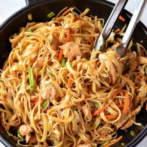 Nouilles sautées au poulet/ Stir fried noodles with chicken / Mì xào gà